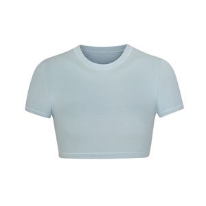 SKIMS Lace Pointelle Cropped Tee SKY